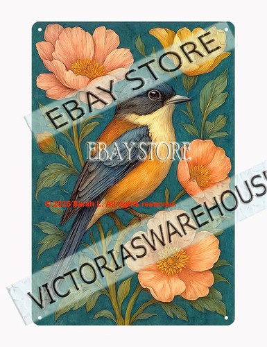 Blue bird tin - blue,