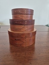 Set of 3 Vintage Shaker Boxes – Handcrafted Cherry Wood – Graduated Sizes