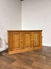 Contemporary Stripped Pine Three Door Cabinet