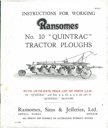 Ransomes quintrac plough - ransomes,