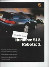 Porsche 1996  Black 911 Carrera Cabriolet Cars Print AD: Humans 512 Robots 3