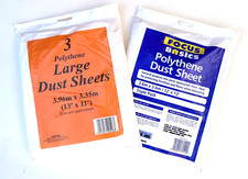 2 Triple Packs Large Polythene Dust Sheets 13’x11’ & 13’x12’ Painting Decorating