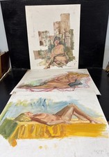 Group Of 3 Large Oil On Board