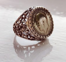 Stunning Georgian 1913 Silver Three Pence Floral Ring