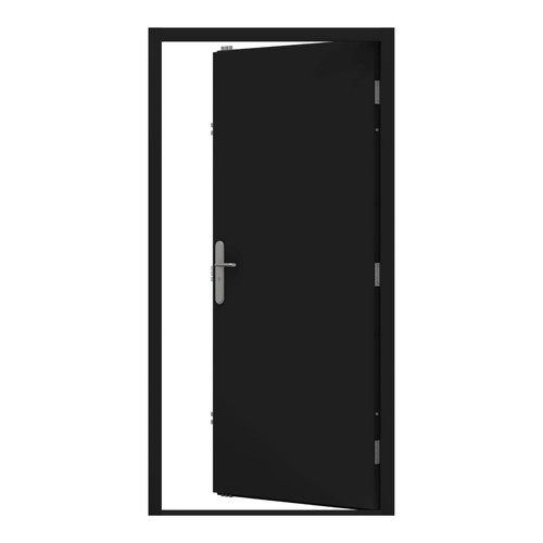 Jet black security steel door - black,