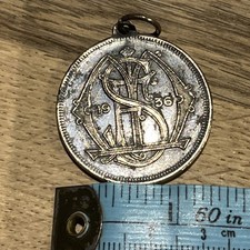 Vintage 1936 Pendant Medallion Love Token Ornate Intertwined Letters F S Antique