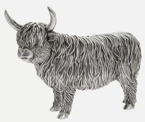 Silver art highland cow - silver,