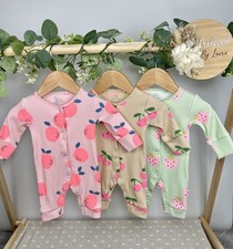 NEXT Baby Girls Preloved Set Of 3 Footless Fruity Sleepsuits First Size