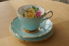 Harleigh Bone China Made in England Cup Saucer Plate Trio - Pale Green