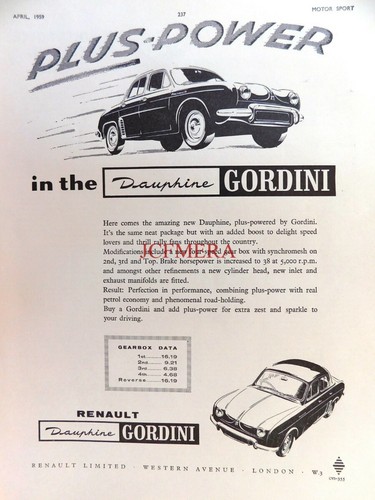 Renault dauphine gordini - renault, 'dauphine