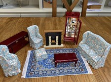 Dolls House 4 Piece Suite Sofa Cabinet Living Room Furniture 12 Scale Job Lot