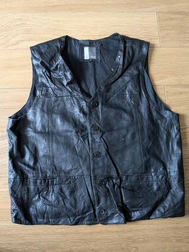 Black leather waistcoat size - leather,