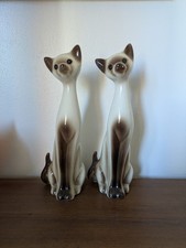 Vintage 1960s 2 x Siamese Cats