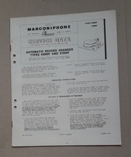 Marconiphone  45000F & 47200F Automatic Record Changer / Player Service Data