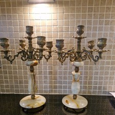 Vintage pair of brass and Onyx