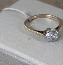 Vintage 9 Carat Yellow Gold Old Cut Chrysoberyl Solitaire Ri...