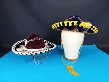 2 x Mexican Mariachi Hat Sombrero Blue Yellow Burgundy Black White 19" LUNA