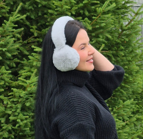 Real rabbit fur earmuffs full - real,