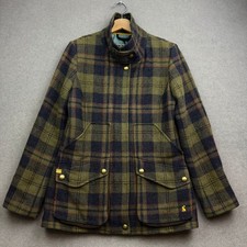 JOULES Field Coat Women UK 12 Jacket Tweed Wool Country Plaid Tartan Check Hunt