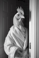 Chicken in bathrobemetal sign, Chicken sign, Chicken Plaque