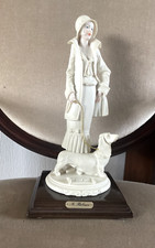 A.Belcari /Capodimonte Lady with dog (Basset Hound) Made in Italy. 11.5 inch tal