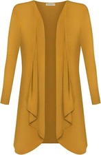 Womens Long Sleeve Hanky Hem Waterfall Open Cardigan Ladies Cardigan Top UK 8-26