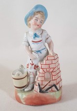 Antique Victorian Porcelain girl & bucket 14.5cm Fairing German Figure 31