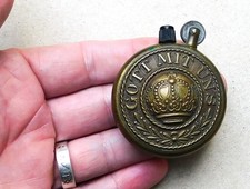 NO RESERVE WW1 Brass BIG German Trench Art Lighter Gott Mit Uns Vintage Antique