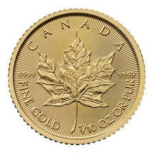 2024 1/10th Oz Gold Canadian Maple Leaf Coin 999 Fine 24kt