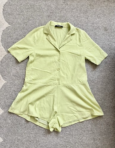 Missguided lime green playsuit - green,