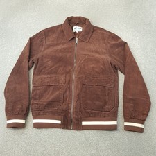 Stronghold Mens Jacket Medium Brown Cord Corduroy Trucker Worker Zip Up Bomber