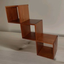 Vtg MCM 3 Wood Cube Tiered