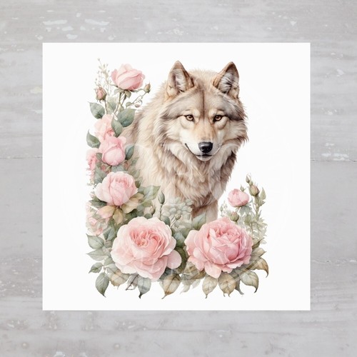 Floral rose white wolf - floral,