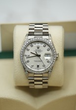 18ct White Gold Rolex Day-Date 36mm 18389 Silver Diamond Dial, Bezel & Shoulders