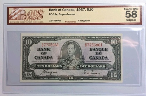 1937 canada bank note - canada, $10