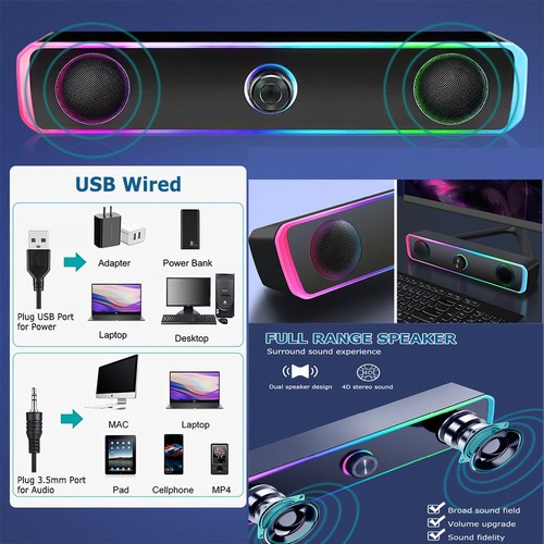 Usb wired sound bar stereo - sound,