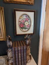 Vintage deep box framed 3D flowers picture art.