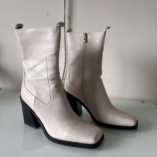 Plt cream ankle boots block - cream,