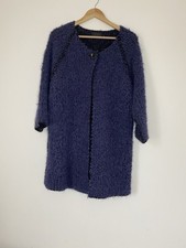 Mary Made in Italy Long Cardigan Navy Wool Mohair Alpaca UK 12