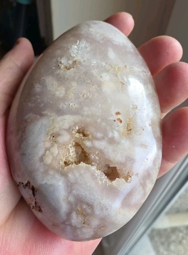 Pink amethyst large palm stone - pink,