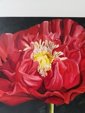 Stunning Original Oil On Canvas By Faye Gilding - Poppy 2007 85cm Square