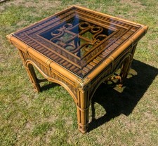 Vintage bamboo table glass - table,