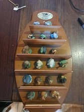 Set of 19 Miniature Lenox Wildlife Figurine Thimbles with WSPA Display Shelf Vtg