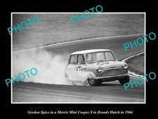 OLD POSTCARD SIZE PHOTO OF GORDON SPICE RACING HIS MORRIS MINI COOPER S c1966