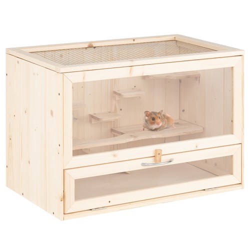 Wooden natural hamster cage - natural,