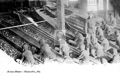 Coal mining screen room - mining, boys