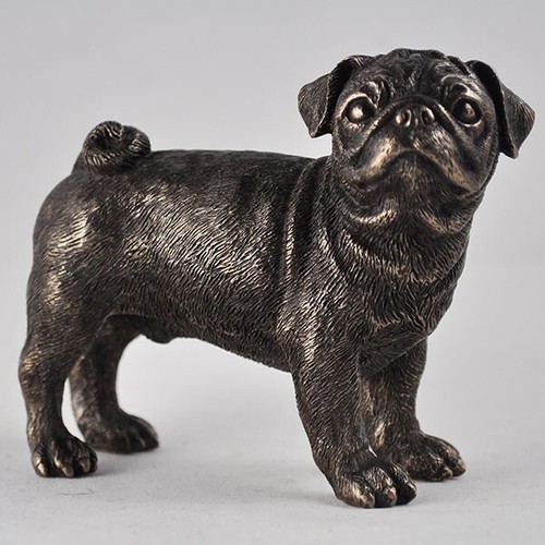 Pug dog cold cast - dog, bronze