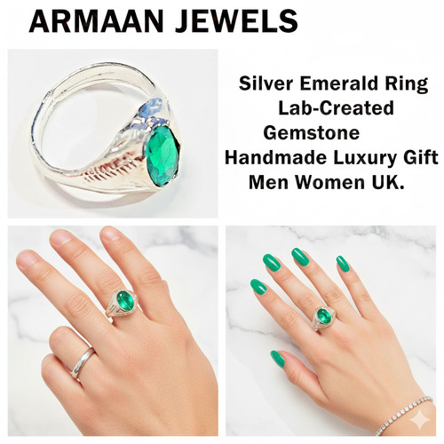 Silver emerald ring - emerald,