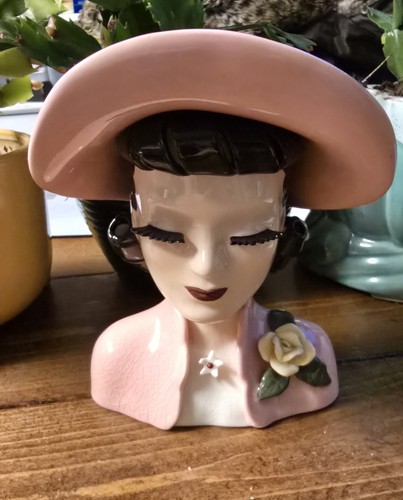 Vtg napco lady head vase - head,