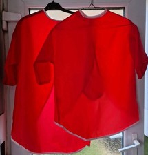 Two Children Red Art Smocks, Kids Waterproof Artist Painting Aprons, VGC, 